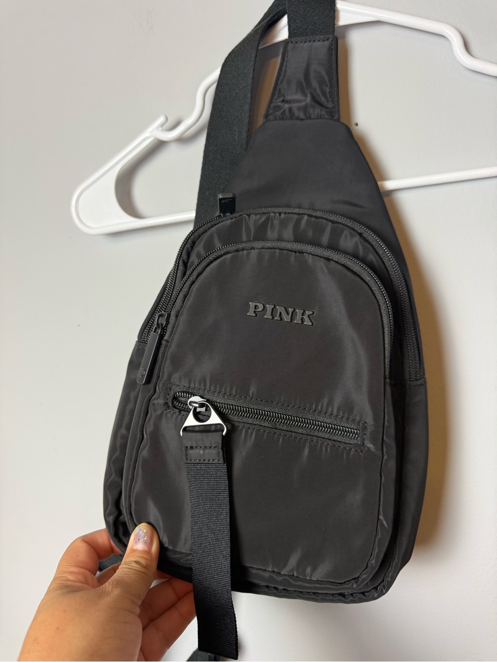 PINK Victoria's Secret Black Nylon Sling Bag